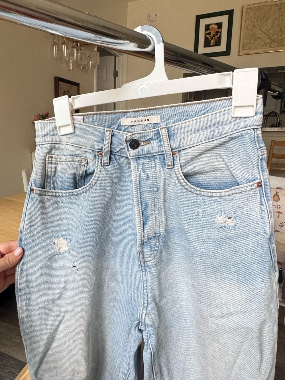 PacSun Light Wash Distressed Straight Leg Jeans - Picture 3 of 14